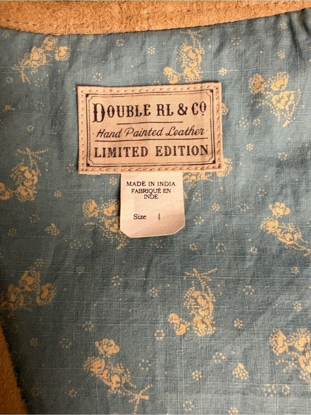 Ralph Lauren Double RL Tan Suede Vest with Blue Horses and Red Rose Embroidery - Picture 3 of 4